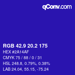 カラーコード: RGB 42.9 20.2 175 | qconv.com