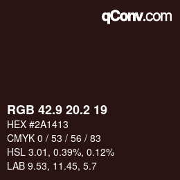 Color code: RGB 42.9 20.2 19 | qconv.com