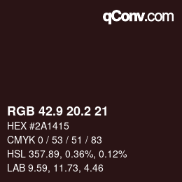 カラーコード: RGB 42.9 20.2 21 | qconv.com