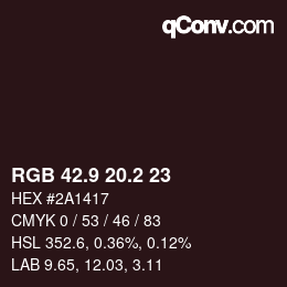 カラーコード: RGB 42.9 20.2 23 | qconv.com