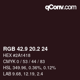 Color code: RGB 42.9 20.2 24 | qconv.com