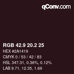 Color code: RGB 42.9 20.2 25 | qconv.com