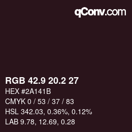 カラーコード: RGB 42.9 20.2 27 | qconv.com
