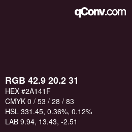 Color code: RGB 42.9 20.2 31 | qconv.com