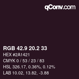 カラーコード: RGB 42.9 20.2 33 | qconv.com