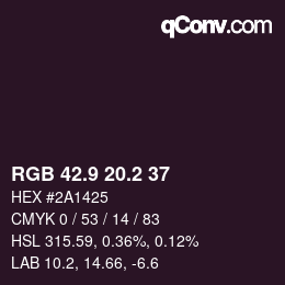 カラーコード: RGB 42.9 20.2 37 | qconv.com