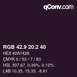 Color code: RGB 42.9 20.2 40 | qconv.com