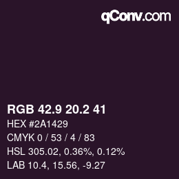 カラーコード: RGB 42.9 20.2 41 | qconv.com