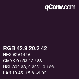 Color code: RGB 42.9 20.2 42 | qconv.com
