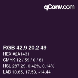 Color code: RGB 42.9 20.2 49 | qconv.com