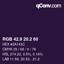 Color code: RGB 42.9 20.2 60 | qconv.com