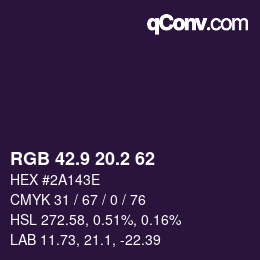 カラーコード: RGB 42.9 20.2 62 | qconv.com