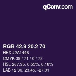 カラーコード: RGB 42.9 20.2 70 | qconv.com