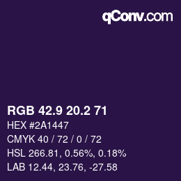 Color code: RGB 42.9 20.2 71 | qconv.com