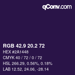 カラーコード: RGB 42.9 20.2 72 | qconv.com
