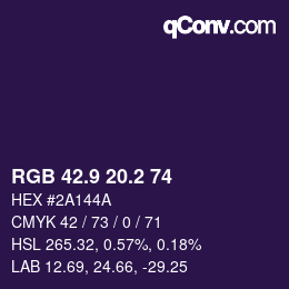 カラーコード: RGB 42.9 20.2 74 | qconv.com