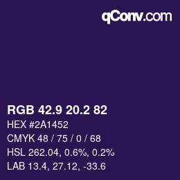 カラーコード: RGB 42.9 20.2 82 | qconv.com