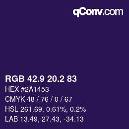 カラーコード: RGB 42.9 20.2 83 | qconv.com