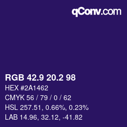 カラーコード: RGB 42.9 20.2 98 | qconv.com