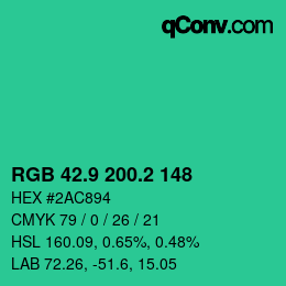 カラーコード: RGB 42.9 200.2 148 | qconv.com