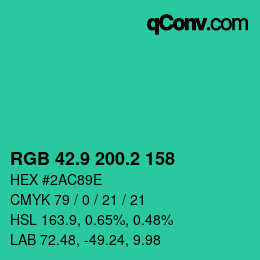 カラーコード: RGB 42.9 200.2 158 | qconv.com