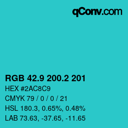 カラーコード: RGB 42.9 200.2 201 | qconv.com