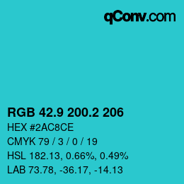カラーコード: RGB 42.9 200.2 206 | qconv.com