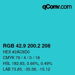 カラーコード: RGB 42.9 200.2 208 | qconv.com