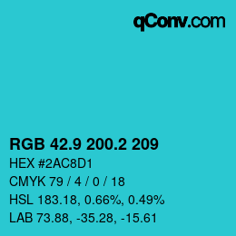カラーコード: RGB 42.9 200.2 209 | qconv.com