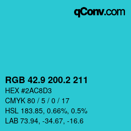 カラーコード: RGB 42.9 200.2 211 | qconv.com