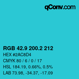 カラーコード: RGB 42.9 200.2 212 | qconv.com