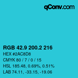 カラーコード: RGB 42.9 200.2 216 | qconv.com