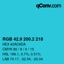 Color code: RGB 42.9 200.2 218 | qconv.com