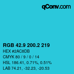 カラーコード: RGB 42.9 200.2 219 | qconv.com