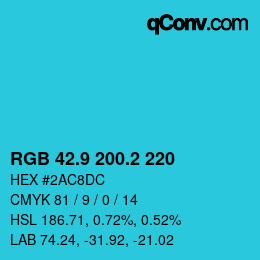 カラーコード: RGB 42.9 200.2 220 | qconv.com