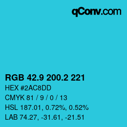 カラーコード: RGB 42.9 200.2 221 | qconv.com