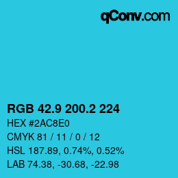 カラーコード: RGB 42.9 200.2 224 | qconv.com