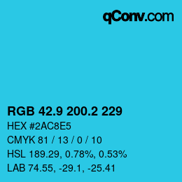 カラーコード: RGB 42.9 200.2 229 | qconv.com