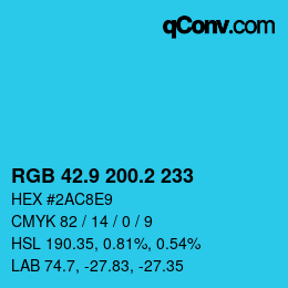 カラーコード: RGB 42.9 200.2 233 | qconv.com