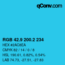 カラーコード: RGB 42.9 200.2 234 | qconv.com