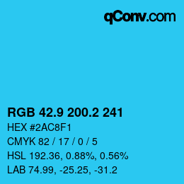 カラーコード: RGB 42.9 200.2 241 | qconv.com