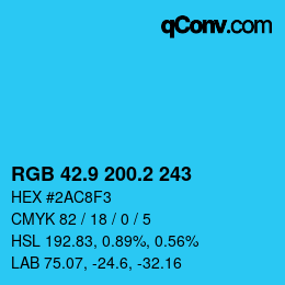 カラーコード: RGB 42.9 200.2 243 | qconv.com