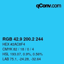 カラーコード: RGB 42.9 200.2 244 | qconv.com