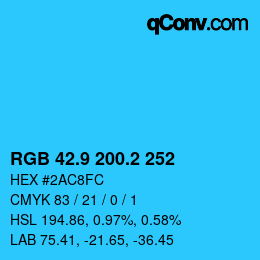 カラーコード: RGB 42.9 200.2 252 | qconv.com