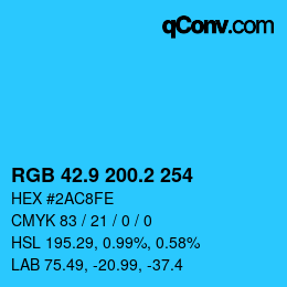 カラーコード: RGB 42.9 200.2 254 | qconv.com