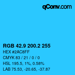 カラーコード: RGB 42.9 200.2 255 | qconv.com