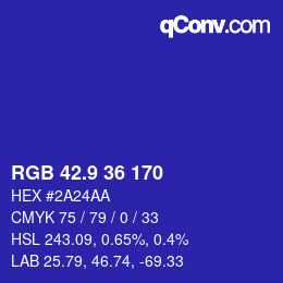 カラーコード: RGB 42.9 36 170 | qconv.com