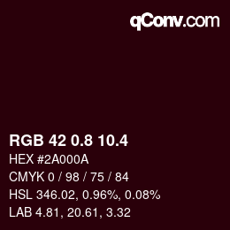 カラーコード: RGB 42 0.8 10.4 | qconv.com
