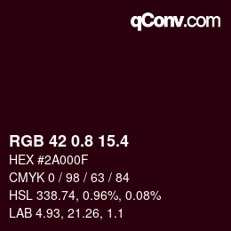 カラーコード: RGB 42 0.8 15.4 | qconv.com