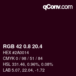 カラーコード: RGB 42 0.8 20.4 | qconv.com